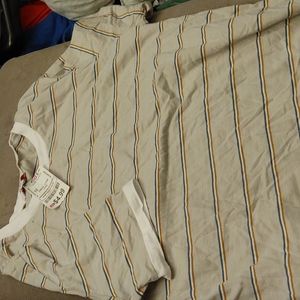 Brand new grey striped crop tee